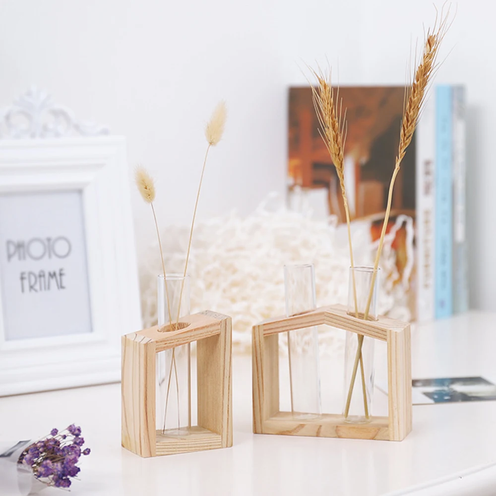 Простой Стильный Стеклянный пробирка ваза бревна рамка зеленый укроп