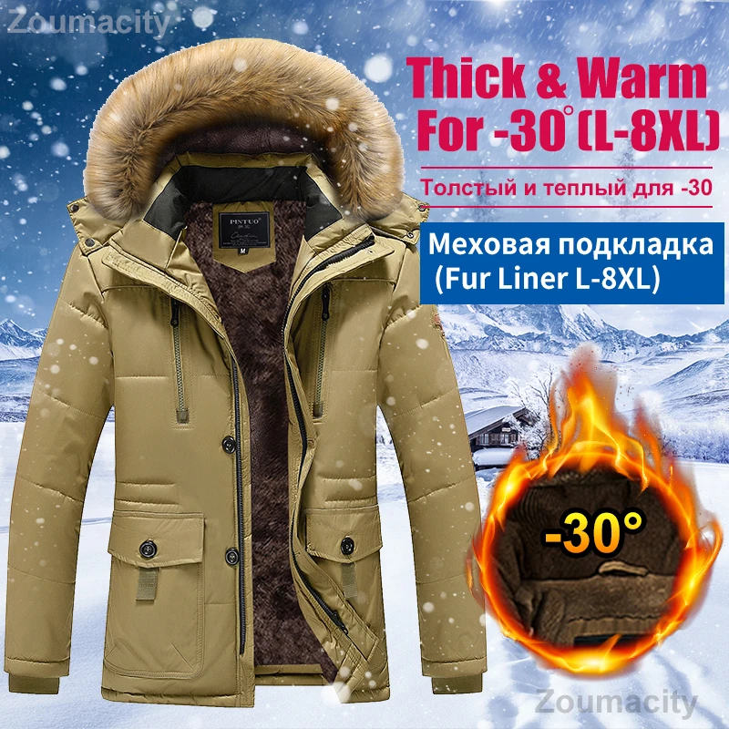 

7XL 8XL Winter Jacket Men Parka Thick Warm Fur Fleece Motorcycle Jacket Man Windproof Puffer Coat Male Windbreakers Dropshipping