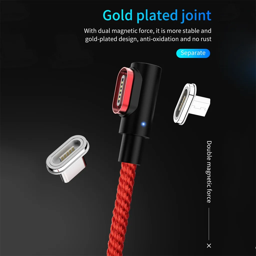 3A Fast Charge USB Type C Cable 1m 2m Magnetic LED Indicatior Mirco Charger Data for Samsung Huawei | Мобильные телефоны и