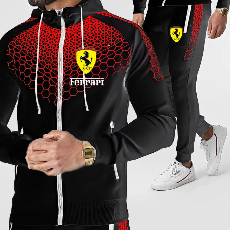 

Spring And Autumn New 2-Piece Printed Men's Hooded Sweater + Pants Pullover Sportswear Suit Casual Sports Men's Clothing
