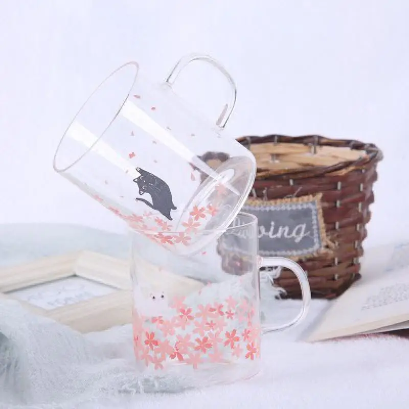 Креативная Милая чашка с рисунком кота креативная Женская Офисная стеклянная