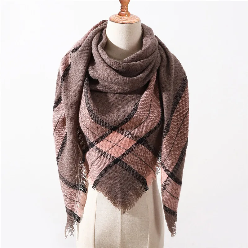 

New Triangle Scarf Plaid Cashmere Pashmina Women European Style Winter Fashion Wild Scarf Solid Color Shawl Luxury Bag Scarves