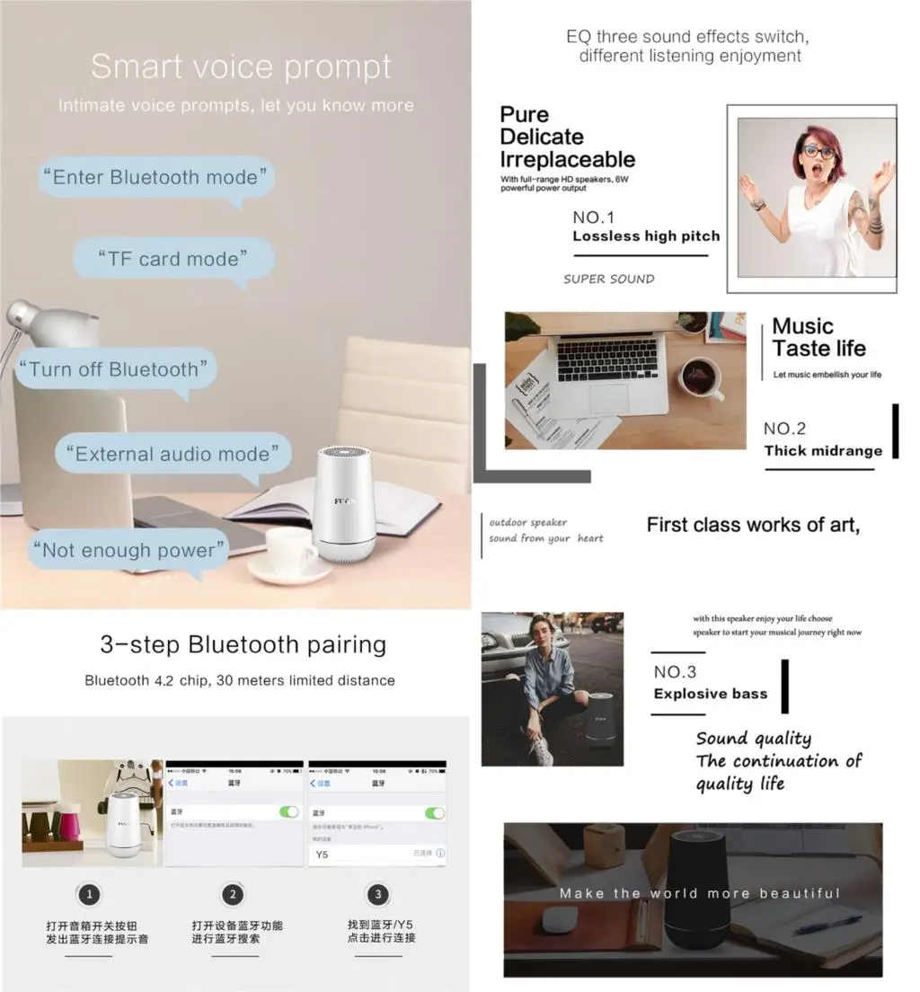 Bluetooth Speakers Mini Wireless 3D Surround Bass Professional Active Portable Speaker Smart Audio Computer Waterproof | Электроника