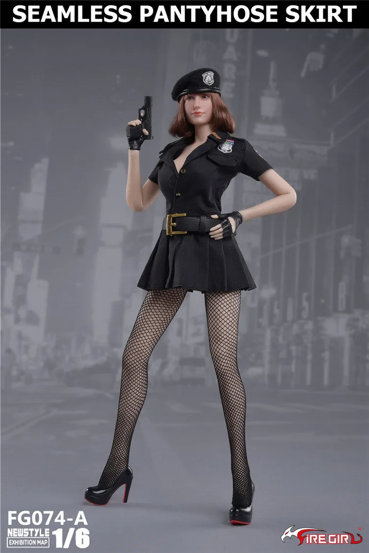 Игрушки сделай сам 1/6 FG074 Женская юбка для полицейских платье с чулками шапочка