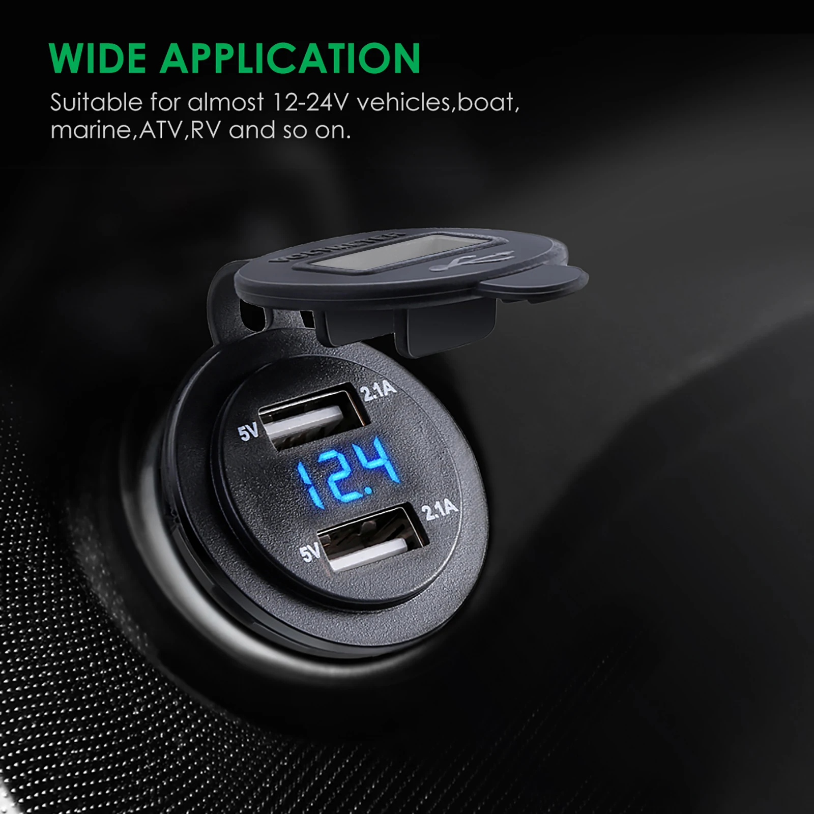SOONHUA Car Charger 2.1A With LED Display Universal Waterproof Dual USB Phone Charging Adapter for iPhone Samsung 10A Fuse | Электроника