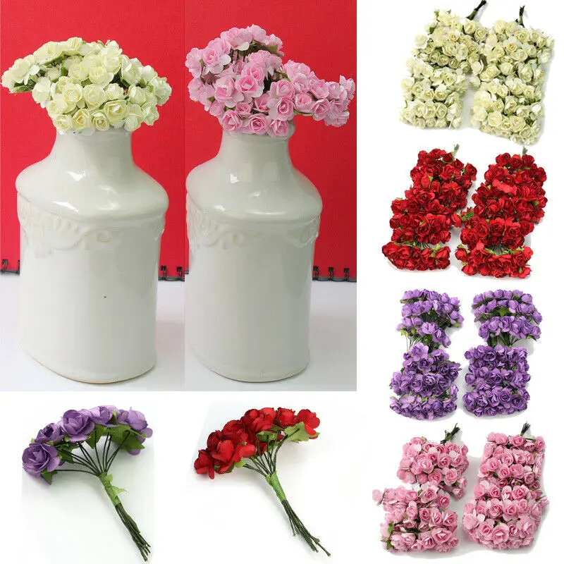 144 шт. миниатюрные бумажные розы искусственные цветы букет украшения для
