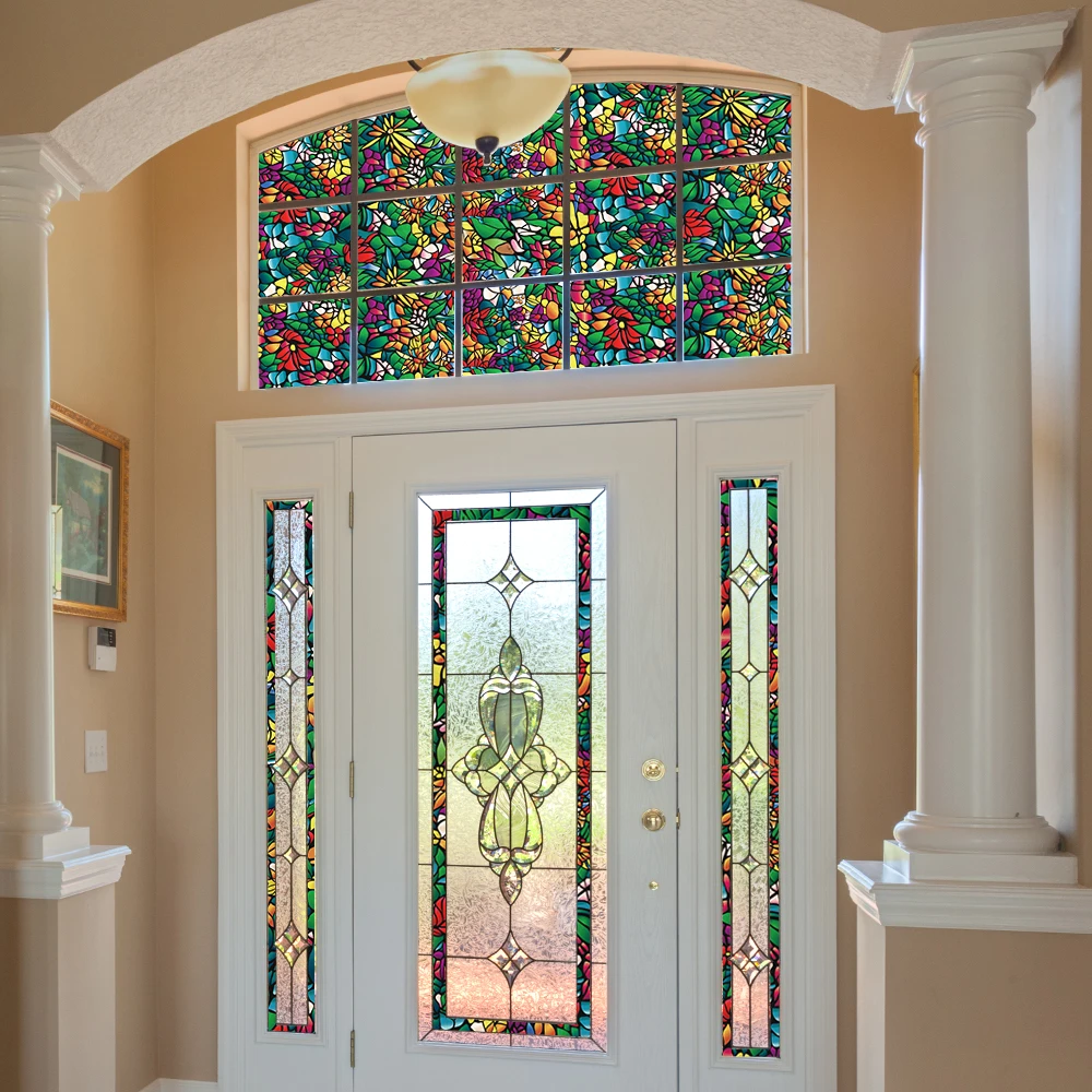 Funlife®Великолепные Цветы статическая липкая стеклянная пленка для дверей и окон