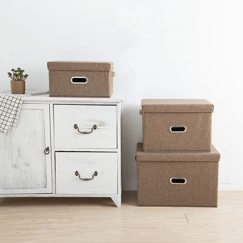 

Cotton and linen folding box Drawer type cloth finishing box Portable dustproof bag bra storage box