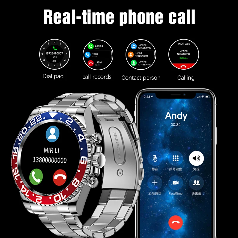 Смарт-часы Rollstimi мужские деловые IP68 Bluetooth | Электроника