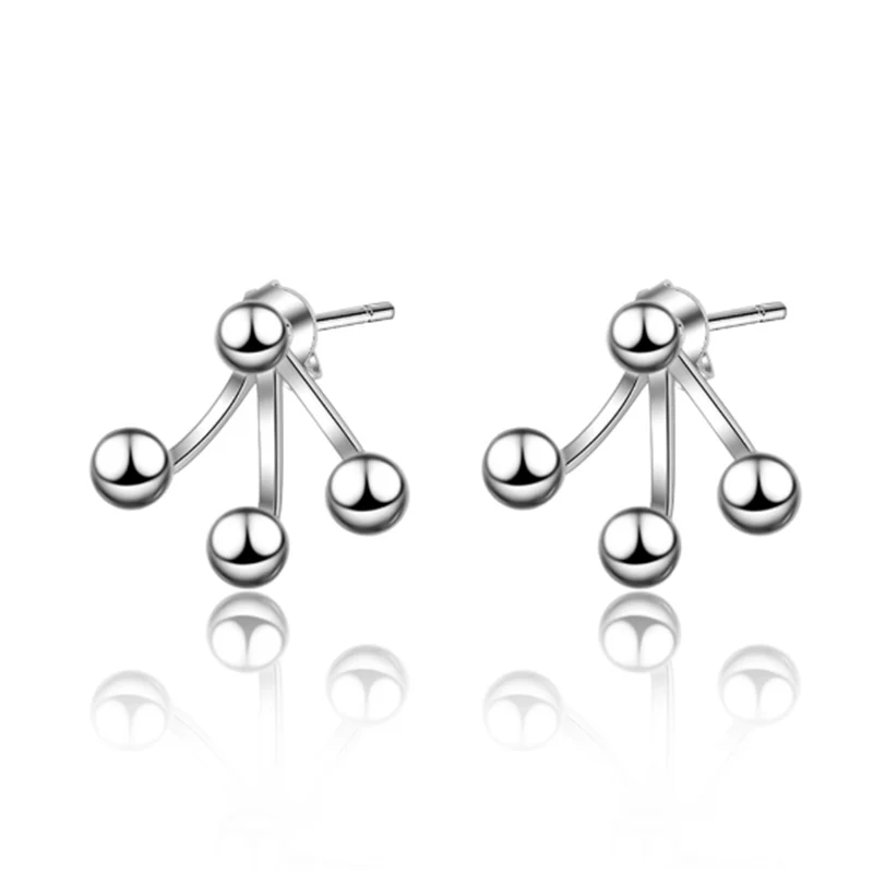 Простые серьги-гвоздики с геометрическими бусинами сережки-гвоздики серебряным