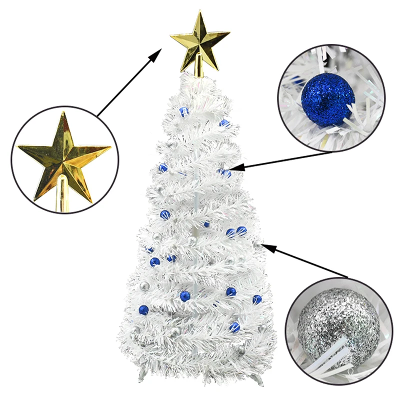 Collapsible Artificial Christmas Table Tree Tinsel Sequins Pop up Trees for Desk Decoration Festival Xmas Party Ornaments | Дом и сад