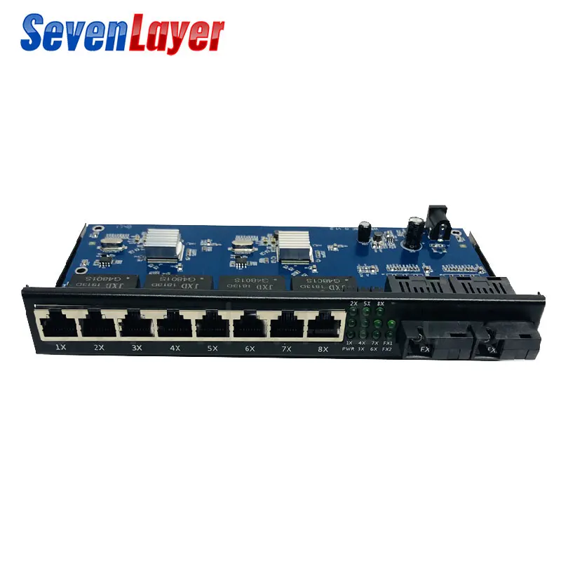 Волоконно-оптический медиаконвертер, гигабитный Ethernet коммутатор 10/100/1000M 8 RJ45 UTP и 2 SC оптоволоконный порт