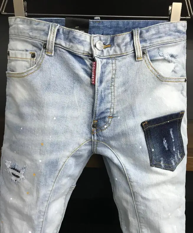 Classic Authentic Dsquared2 Men's Tube Jeans Casual Motorcycle Party Pant Streetwear 2021