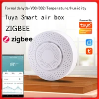 zigbeetuya wifi smart air box carbon dioxide detector co2 gas sensor formaldehyde voc temperature humidity sensor app control