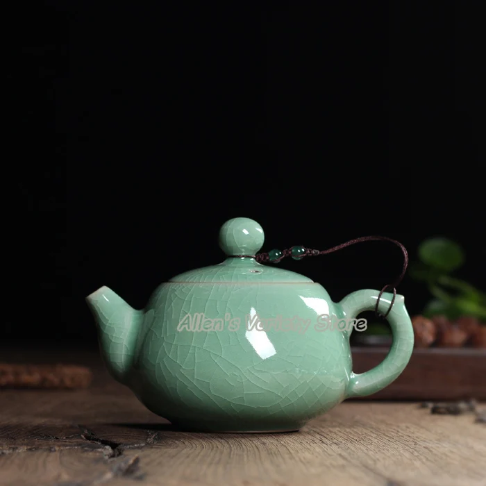 

Chinese Hand made Kettle tea pot Crackle Glaze Ge Kiln Longquan Celadon Ceramic pottery China Teapot Porcelain Antique Teapot