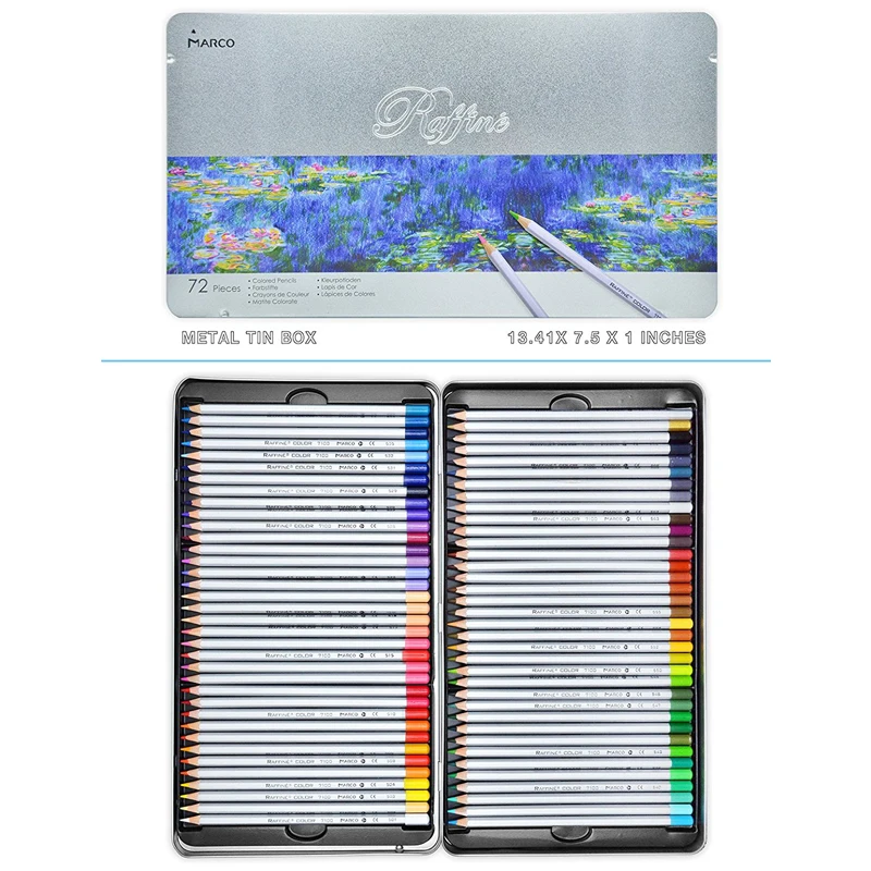 Marco Raffine 72 цвета пенал железный ящик цветные карандаши набор профессиональная