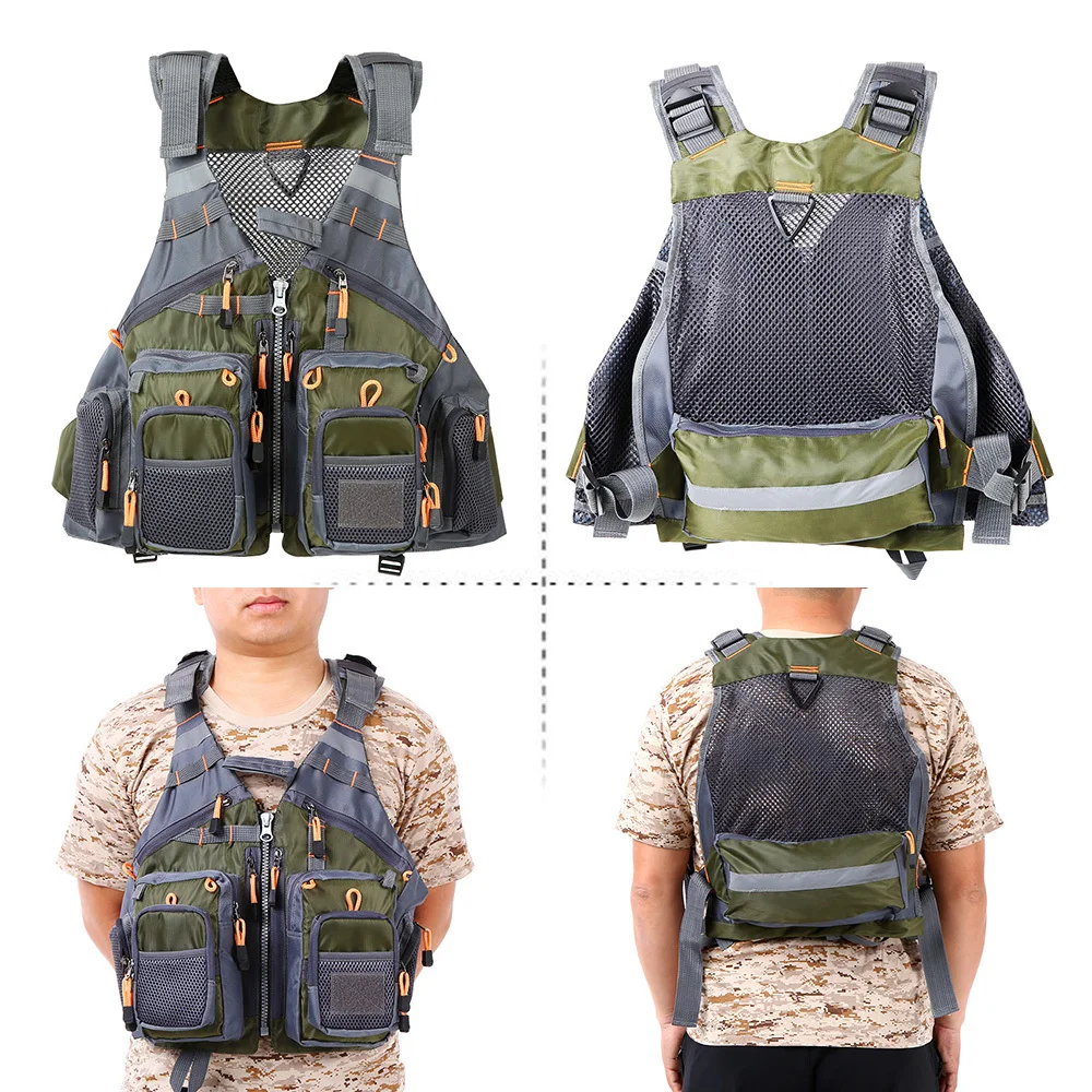 Fly Fishing Vest Регулируемый сетчатый мутил карманный уличный спортивный спасательный