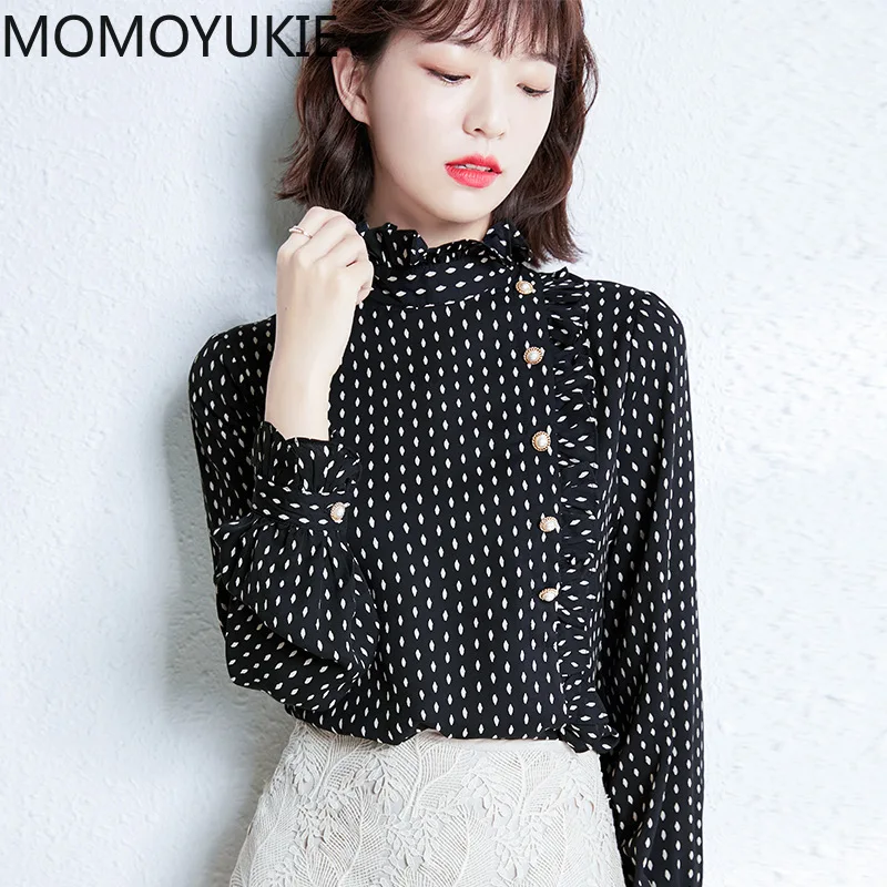 Женские блузки 2021 весенние женские рубашки с длинным рукавом блузка оборками