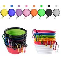 350mlportable silicone pet dogs water bowls for traveling collapsible camping walking outdoor feeding pet folding dish bowl