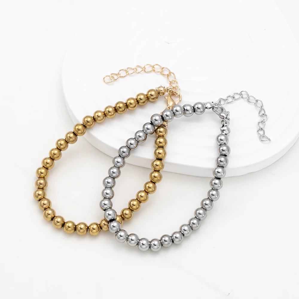 

Цепочка Из Нержавеющей Стали с бусинами 6 мм для мужчин и женщин