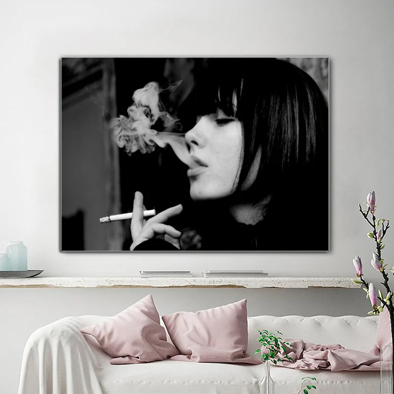 Современные плакаты портреты и принты холст картина черно белая курительная