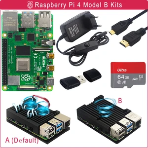 original raspberry pi 4 model b kit 2gb 4gb 8gb ram aluminum case 5v 3a power adapter hd video cable card for rpi 4b free global shipping