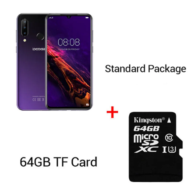 Purple N 64GB Card DOOGEE N20, новинка, смартфон, 6,3 дюймов, FHD+ дисплей, 4350 мАч, 4 Гб+ 64 ГБ, четыре ядра, 10 Вт, зарядка, отпечаток пальца, 16 МП, тройная задняя камера - Цвет: Purple N 64GB Card