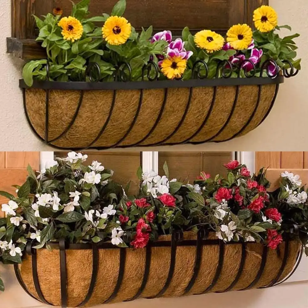 

2pcs/1pcs 28/30/36/48inch Coco Liner Trough Half Moon Shaped Planter Liner For Window Box Flower Basket Wall-mounted Wedding Use
