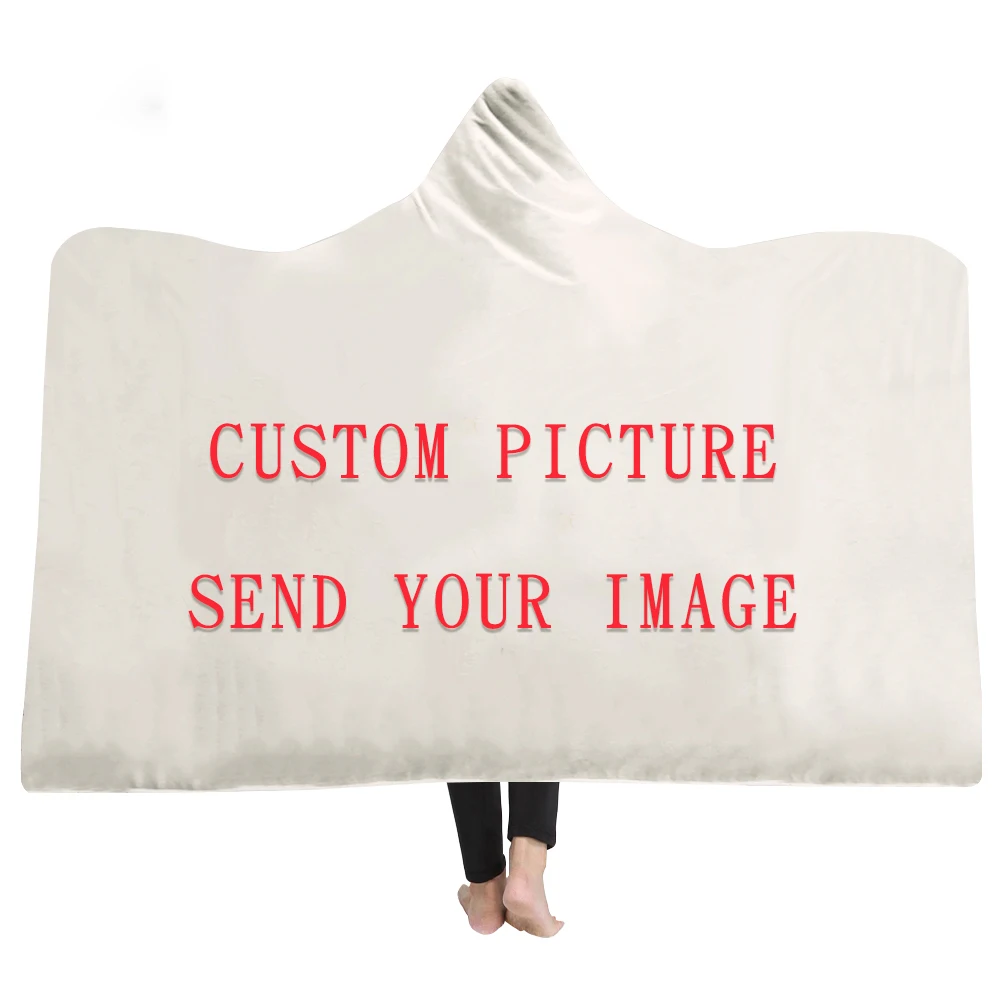 

Customize Dropshipping Hooded Blanket Soft Fluffy Winter Thick Home School Travel Airplane Throw Blanket Portable Wearable Warm