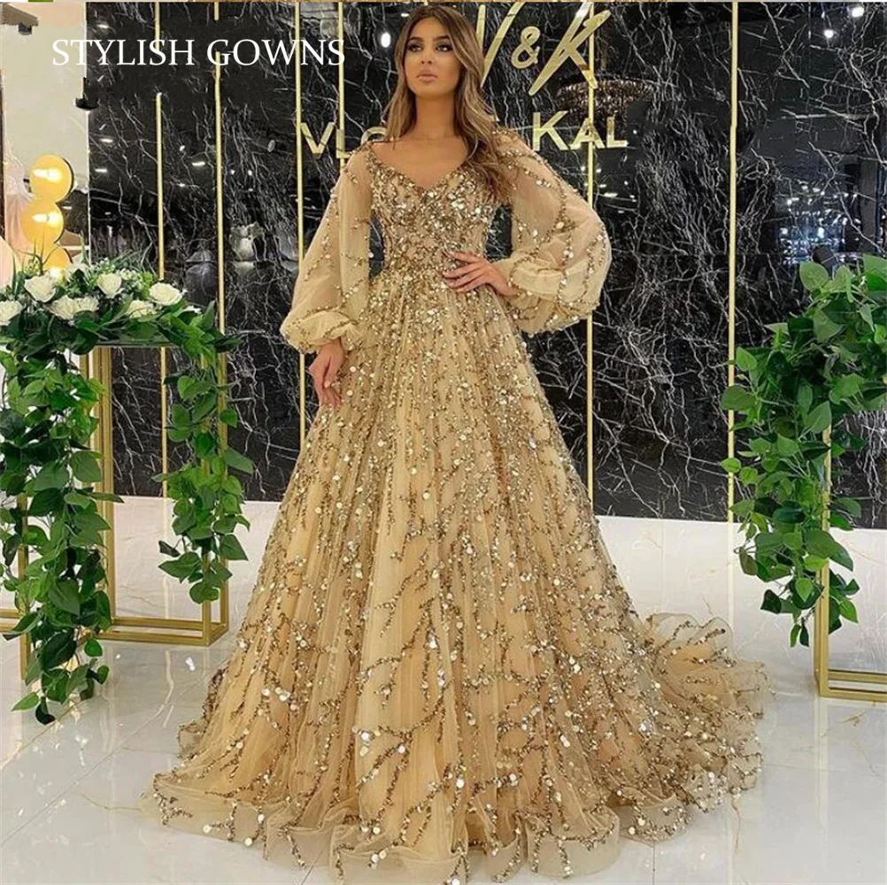 

Sweetheart Long Sleeve Evening Gown For Women Elegant Beading Party Dresses 2021 Robe De Soiree