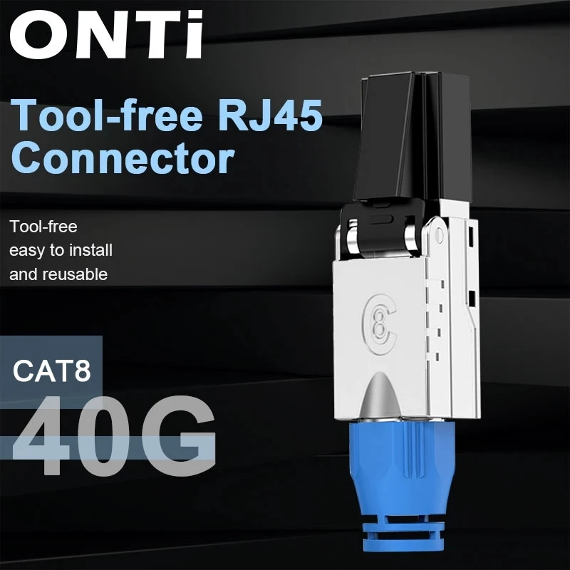 

ONTI RJ45 Cat8 Shielded Toolless Field Connector Termination Plug Keystone Jack 40G 2000MHz Connection Ethernet Network Cable