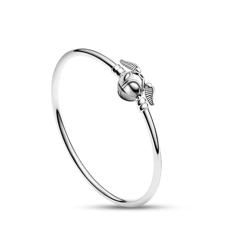 

Moments Harries Golden Snitch Clasp Bangle Silver Color Jewelry Fashion Bracelets For Woman DIY Fashion Jewelry Making