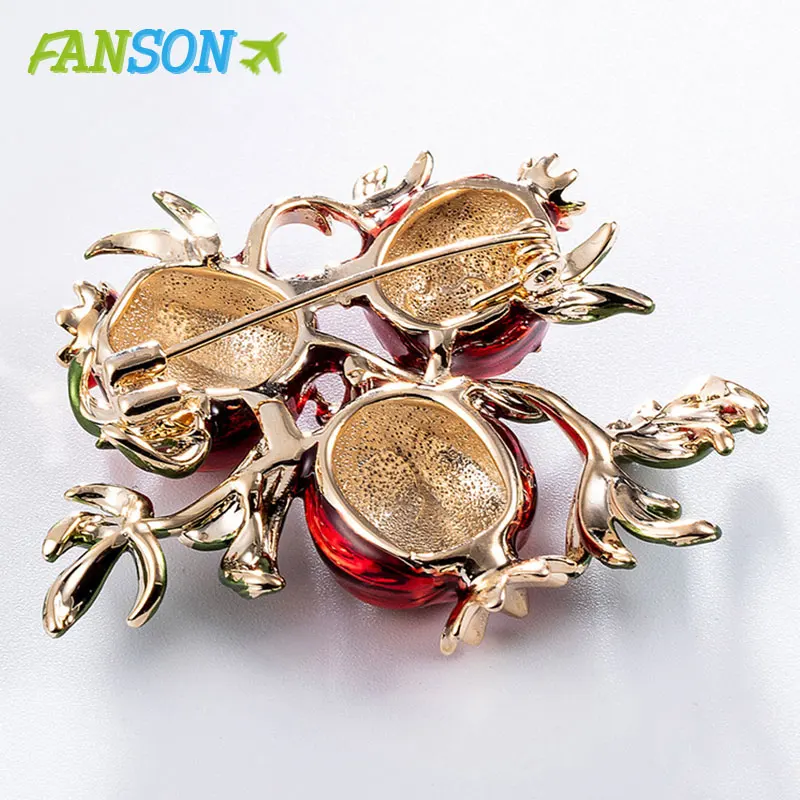 FANSON красная гранатовая брошь осень фрукты булавка эмаль броши для женщин пальто