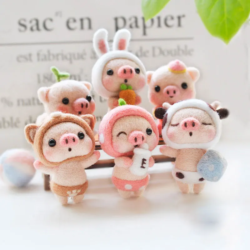 1 шт. милые свиньи Домашние животные иглы шерстяной войлок наборы ручной работы