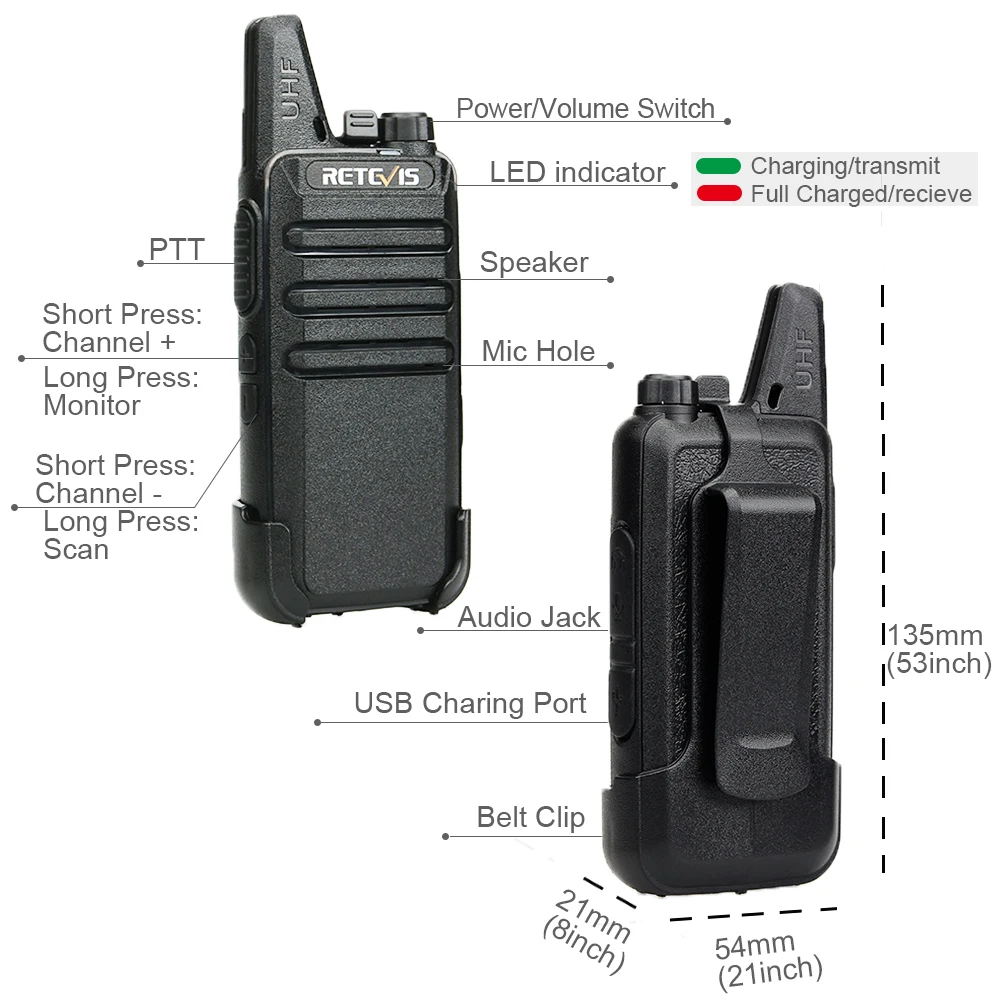RETEVIS RT622 мини рация 4 шт. PMR446 PTT VOX двухсторонняя портативное радио для охоты FRS