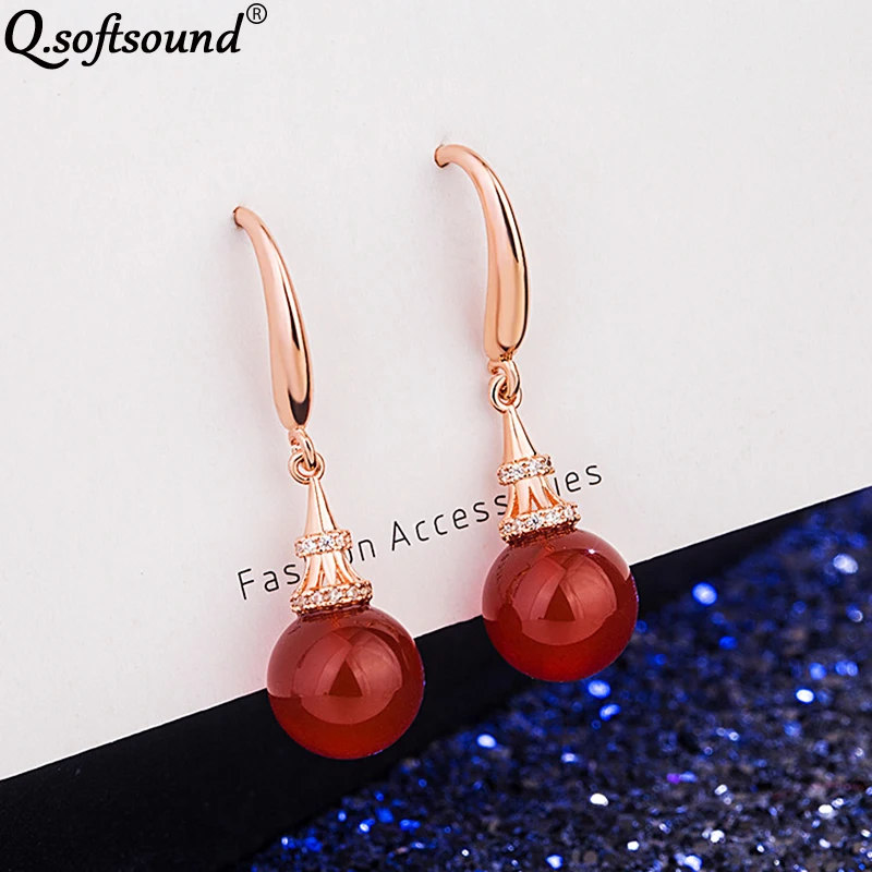 Новый натуральный халцедон висячие серьги для женщин розовое золото Цвет