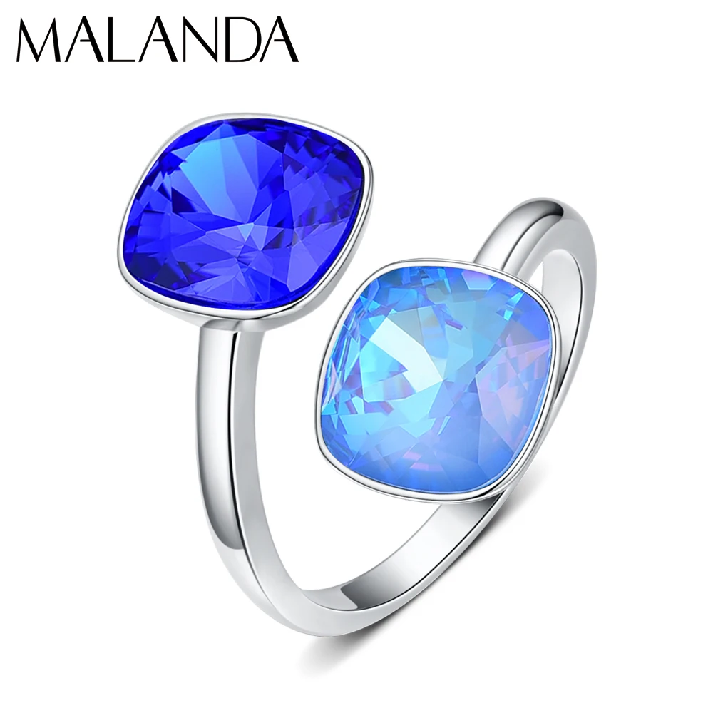 Женское Открытое кольцо с кристаллами Сваровски серебристого цвета|Кольца| |