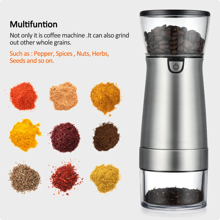 

Electric Coffee Grinder USB Charging Coffee Grinding Machine Nuts Beans Spices Grains Pepper Grinding Automatic Kicthen Grinder