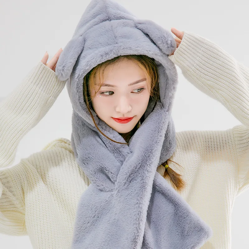 Новинка 2021 шапка и шарф из искусственного кроличьего меха комплект двух