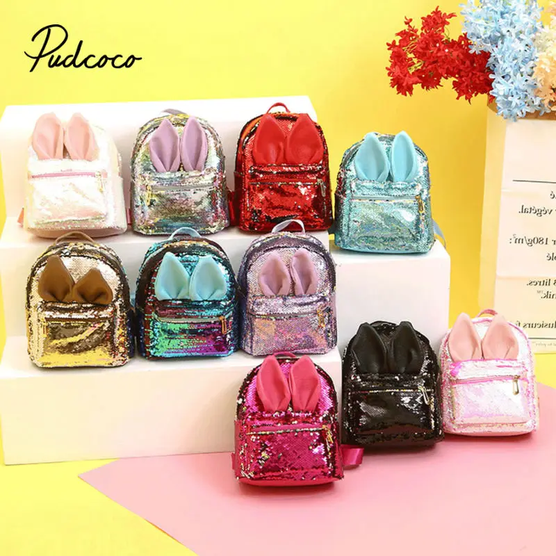 Детский Школьный рюкзак pudcoco с 3d изображением кролика и блестками 2019|Плюшевые