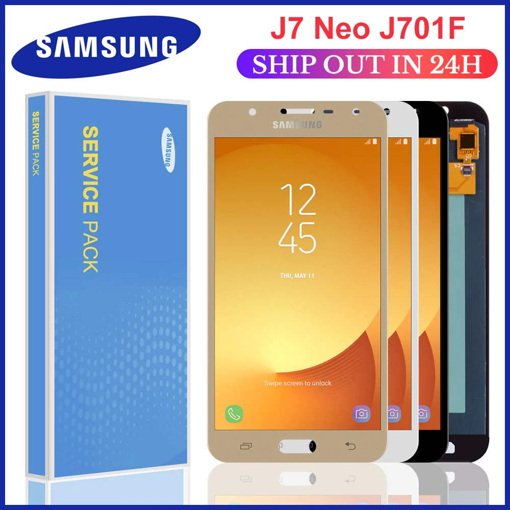Супер AMOLED LCDs полный дигитайзер для Samsung Galaxy J7 neo J701 J701F J701M J701MT ЖК дисплей сенсорный