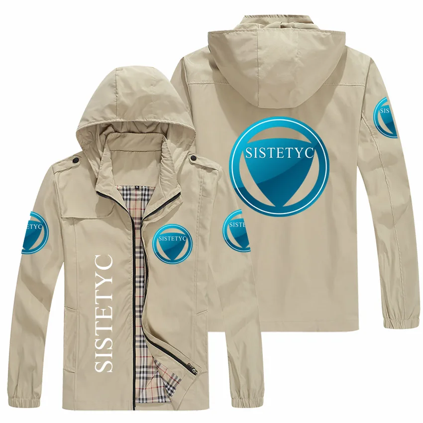 

2021 men's new spring and autumn jacket men's and women's casual zipper standing jacket hooded printing logo SLSTET