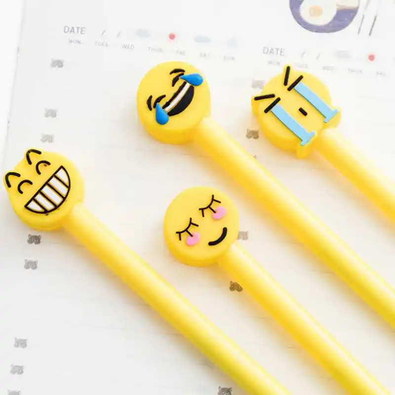 Корейский кавайный милый мультипликационная гелевая ручка смайлик черные
