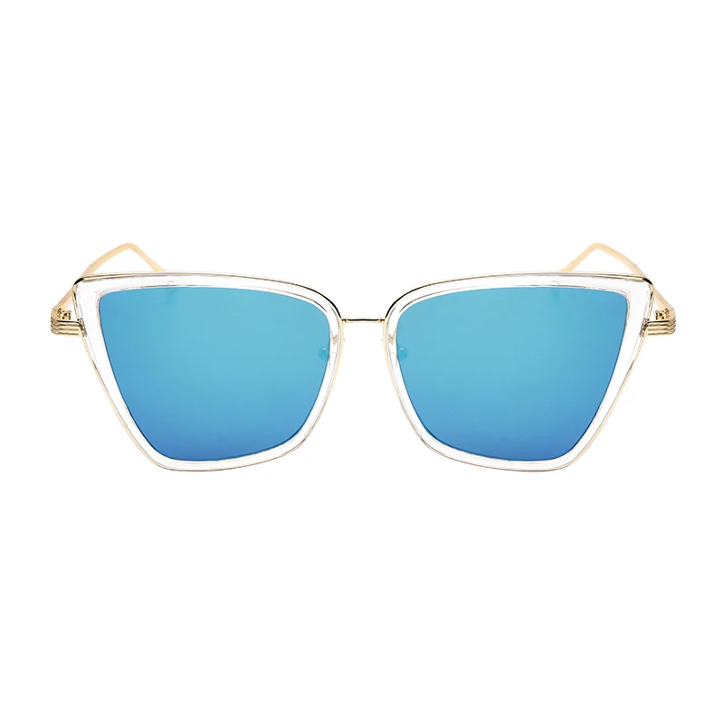 Новые брендовые дизайнерские солнцезащитные очки Cateye, женские винтажные металлические очки, зеркальные ретро очки Lunette De Soleil Femme UV400 - Цвет линз: C5