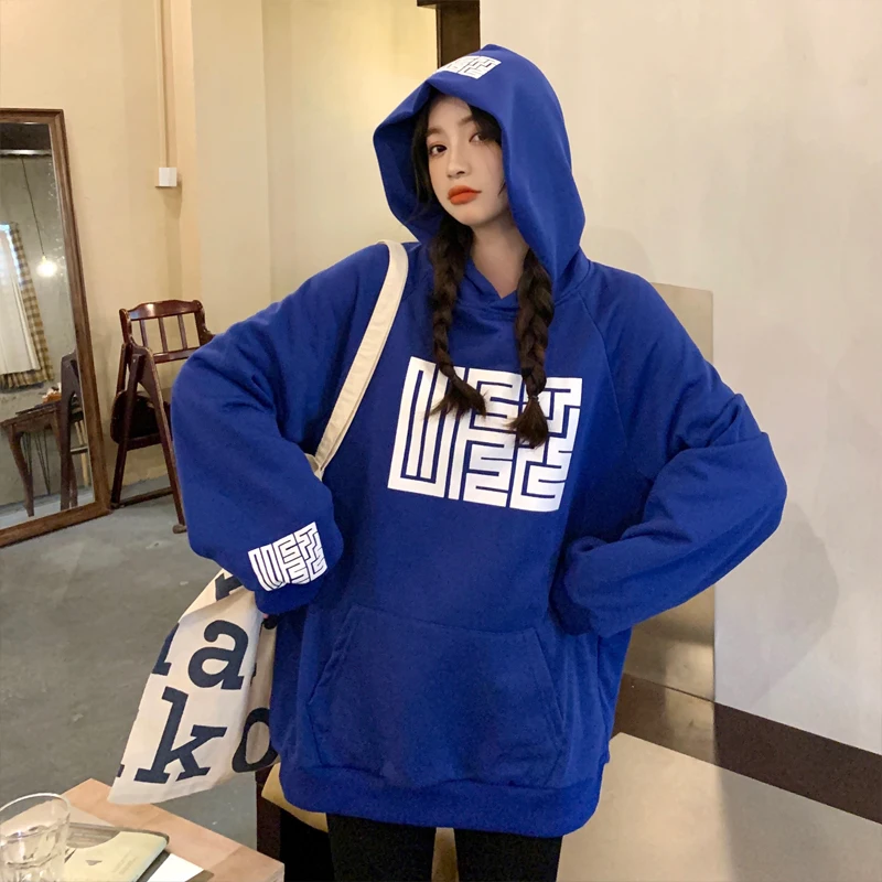 

Harajuku Oversized Hoodies Women Vintage Maze Pattern Print Hooded Sweatshirt Couple Clothing Cotton Liner Warm Tops