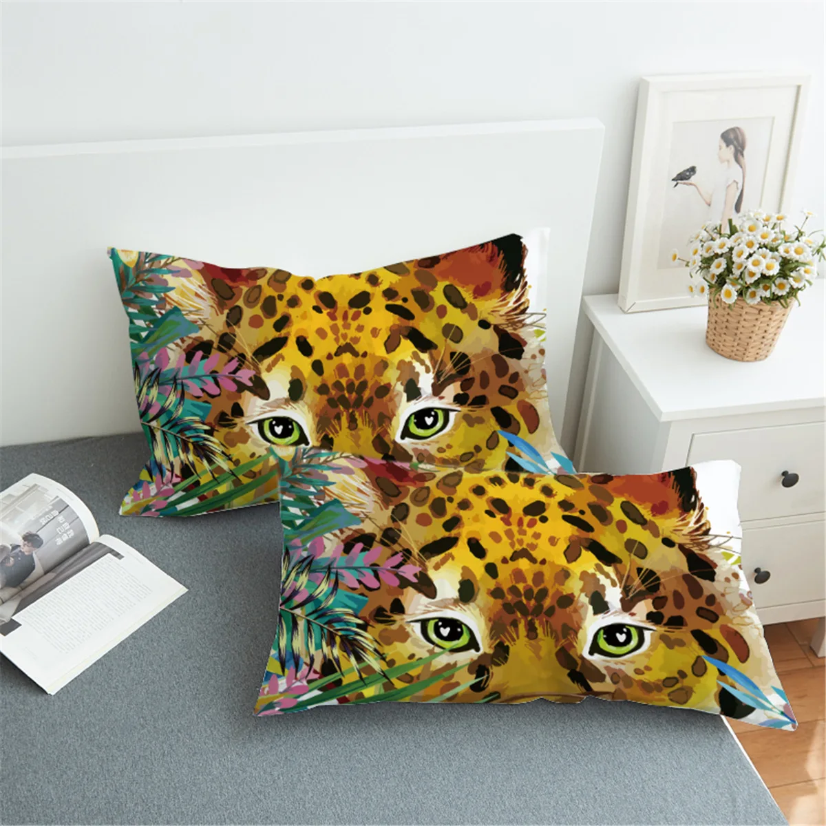 

2pcs/set Bed Pillowcase Cover for Beding Print Soft 50cmx75cm / 50cmx90cm Can Customs Made Tiger Animal