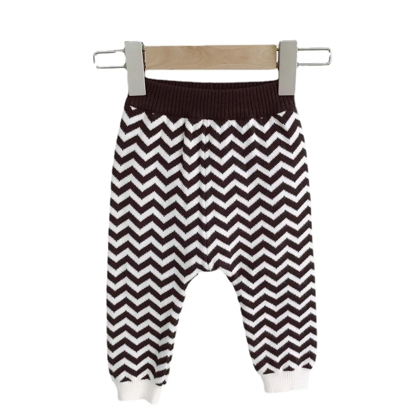 Spring Autumn Infant Toddler Woolen Trousers Knit Newborn Baby Boys Pants Wave Pattern Kids Leggings Casual Bottoming Pants 2021