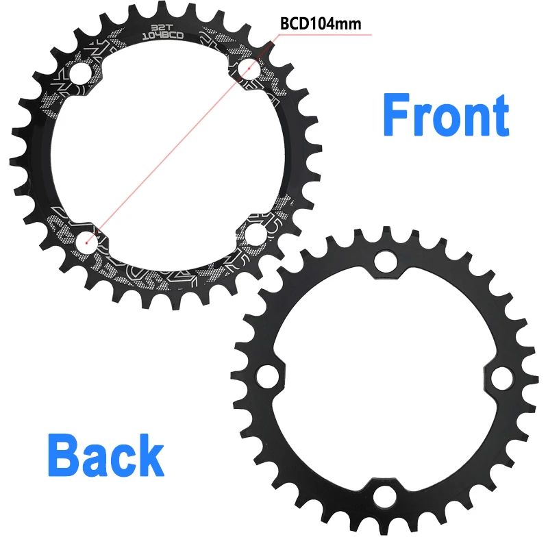 Круглая цепь 104BCD узкая широкая MTB болты горный велосипед 32T 34T 36T 38T шатун с одним