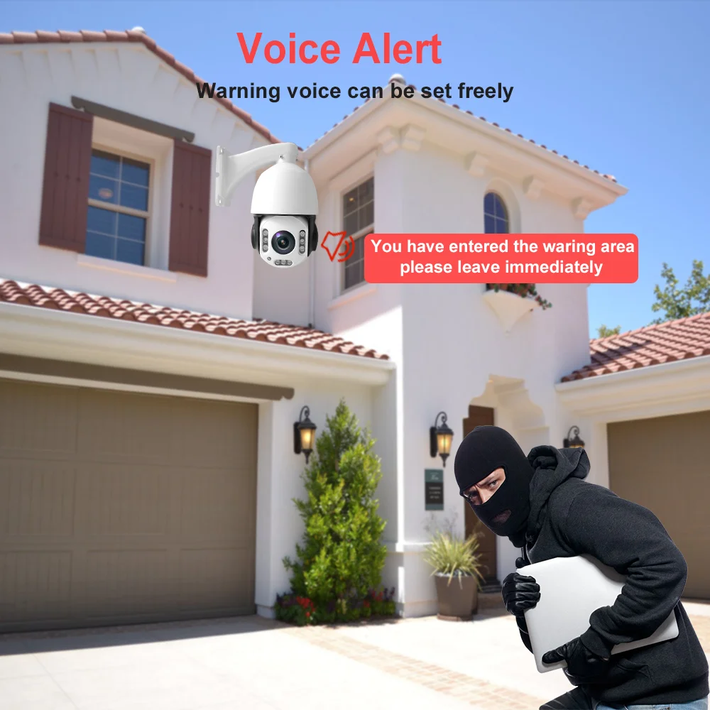 Скидка Камера Наружного видеонаблюдения 8 Мп, 4K, PTZ, 30-кратный зум, Onvif, H.265, POE, двустороннее аудио, слот для SD-карты, совместима с Hikvision