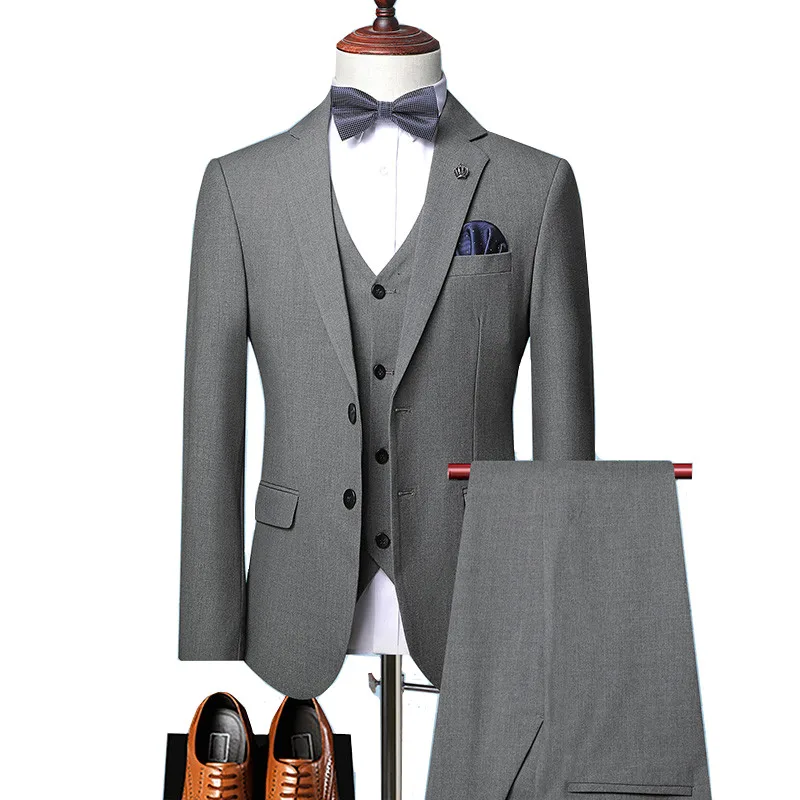 Комплект свадебного платья жениха официальный деловой Тонкий серый костюм